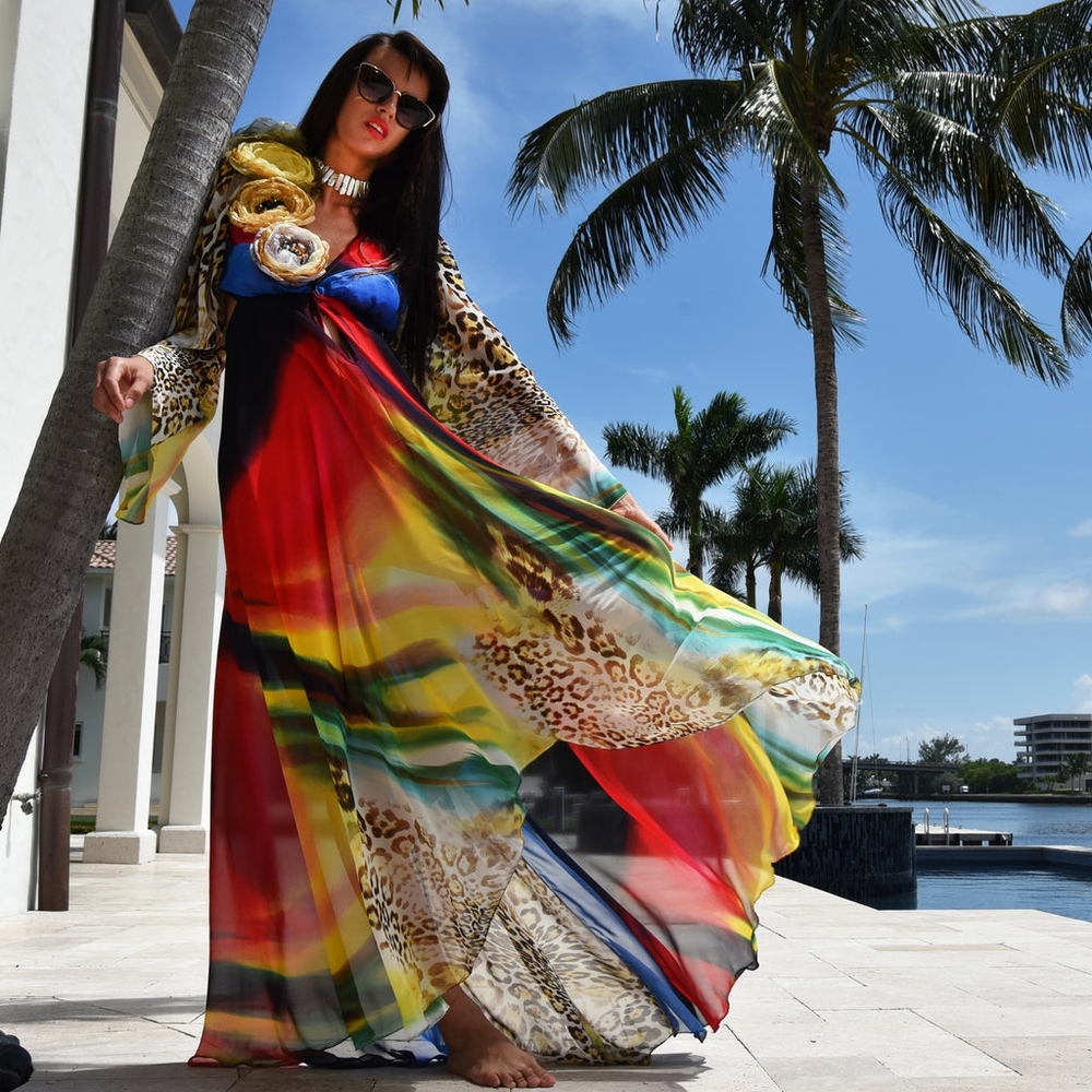 Designer Maxi Dress Boho Luxury Resort Wear Fabric Dress Artisan Concept